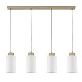 Homemania HOMBR_0017 Hanglamp, kroonluchter, plafondlamp, hout, glas, wit, 75 x 9,5 x 110 cm