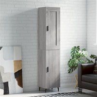 vidaXL Buffet Haut, Armoire de Rangement avec Pieds, Meuble de Rangement, Organisateur Salon Salle de Séjour, Moderne, Sonoma Gris Bois d'Ingénierie