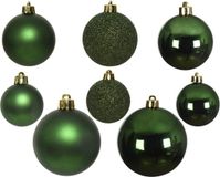 Decoris Kaemingk B.V. 26x stuks kunststof kerstballen donkergroen 6, 8, 10 cm mix - Onbreekbare plastic kerstballen
