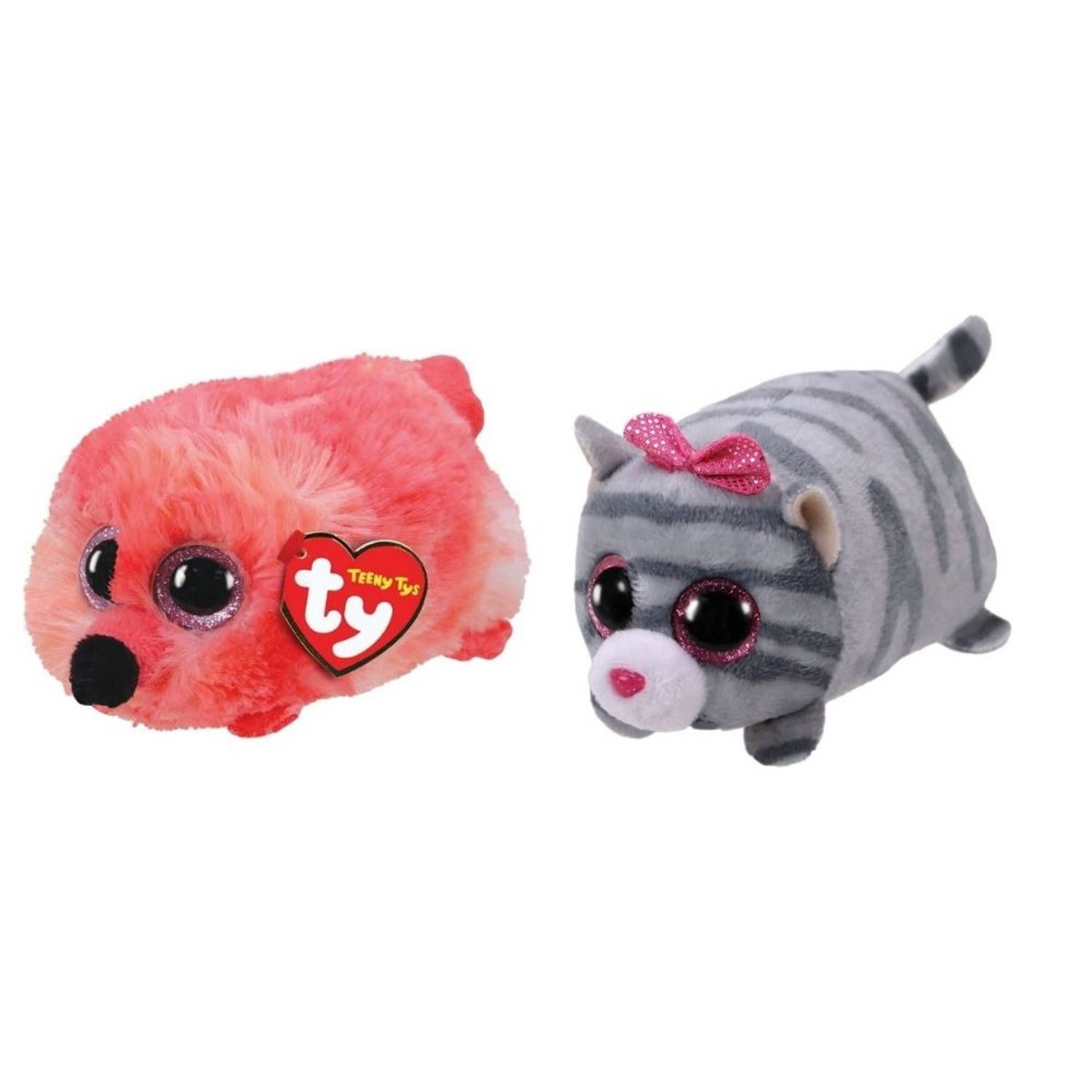 TY - Knuffel - Teeny s - Gilda Flamingo & Cassie Mouse - Meerkleurig