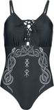 Black Premium by EMP Zwart badpak met print - Dames - XL