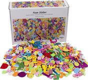 Creativ Company CC Mousse autocollants, Emojis, formes géométriques, lettres et chiffres, auto-adhésifs, taille 10-40 mm, env. 2460 assortis, couleurs assorties, 2640 pc/ 1 paquet