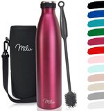 MILU Roestvrij Staal Vacuüm Geïsoleerde Waterfles - 1l - Dubbelwandige Metalen Fles, Voor Warme, Koude & Koolzuurhoudende Dranken (Bes)
