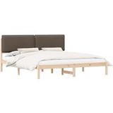 Lit Double Lit Adulte Cadre De Lit Avec Tête De Lit Rembourrée Taupe 180 X 200 Cm