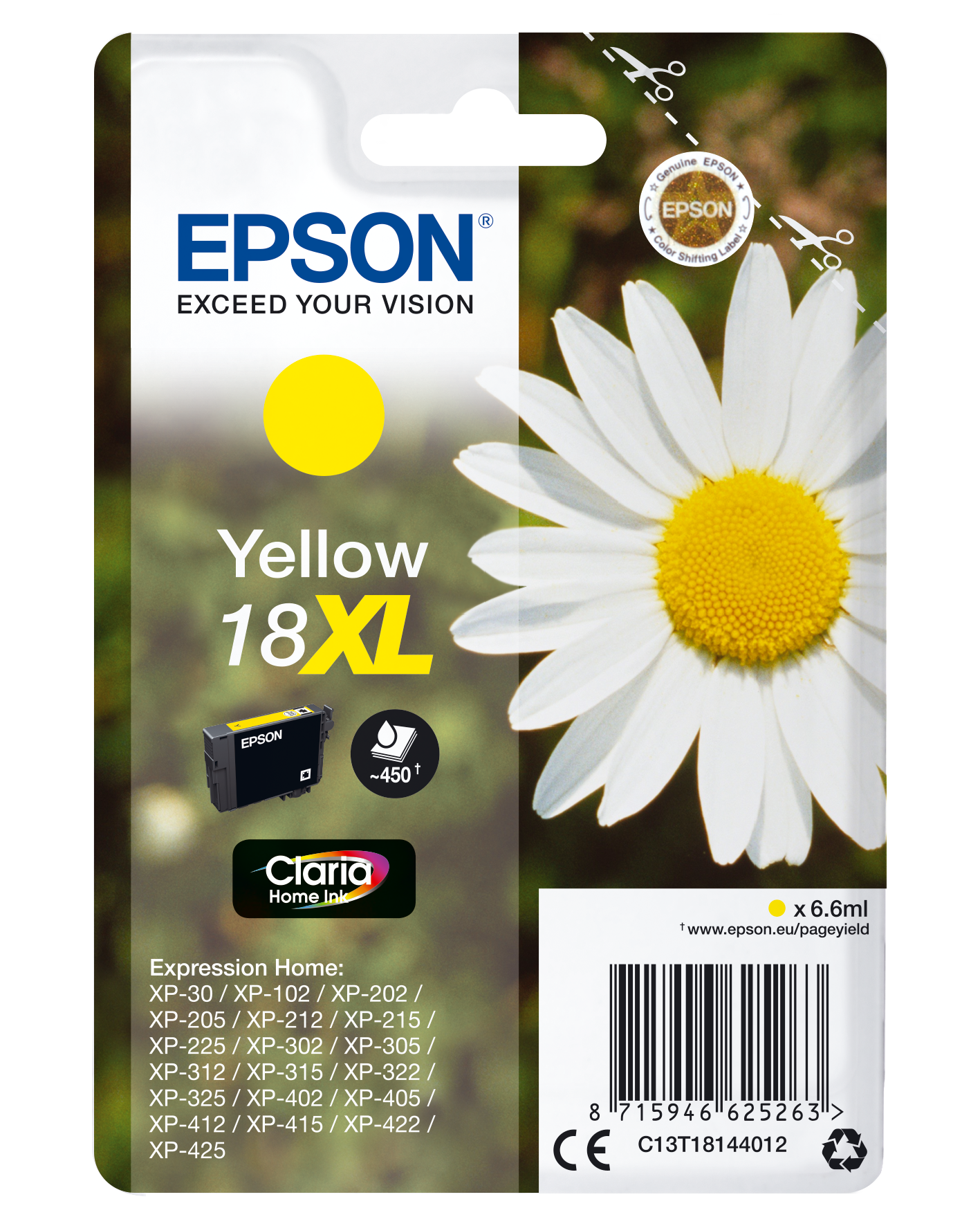 Epson 18 Yellow Ink Cartridge - C13T18144022