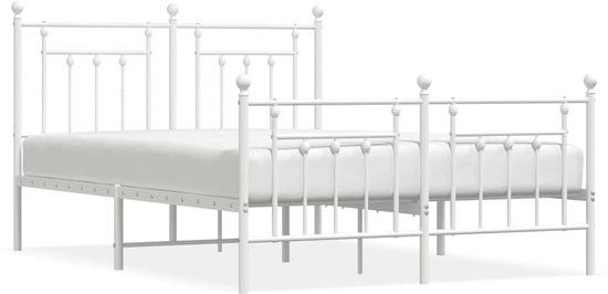 vidaXL Bedframe met hoofd- en voeteneinde metaal wit 150x200 cm