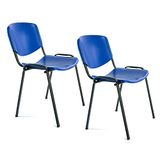 OFITURIA Stoel zonder wielen, polypropyleen, blauw, 2 silla's