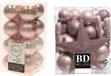Decoris Kerstballen set lichtroze 49 stuks - 4-8 cm - mat en glans - kunststof ster piek 19 cm - inclusief ophangdraadjes