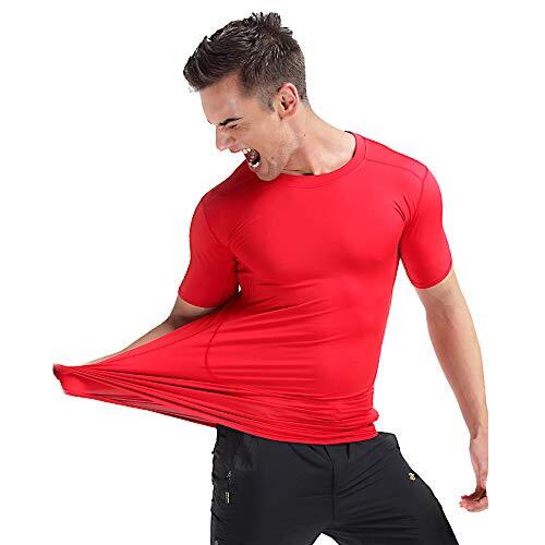 BaronHong Compression Pure Color Nauw Shirt Tops voor Sport Fitness (rood, L)
