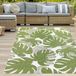 Tapis d'extérieur exotique avec feuilles tropicales vert, 150 x 220 cm