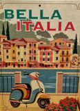 Plenty Gifts Metalen - Blikken - Wandplaat - Bella Italia - 20 x 16 x 0.5 cm - Scooter