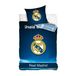 Real Madrid Housse de couette – Lit simple – Taie d'oreiller incluse – Article de fan de football – 140x200cm – Coton – Bleu