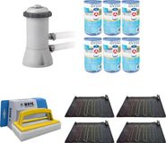 WAYS - Zwembad Onderhoud - 4x Zwembad verwarming & Filterpomp 2271 L/u & 6 Filters Type A & WAYS Scrubborstel