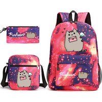 SZSMART Rugzak SZSMART MODEL Driedelige gemodelleerd Pusheen Fat Cat rugzakset voor studenten