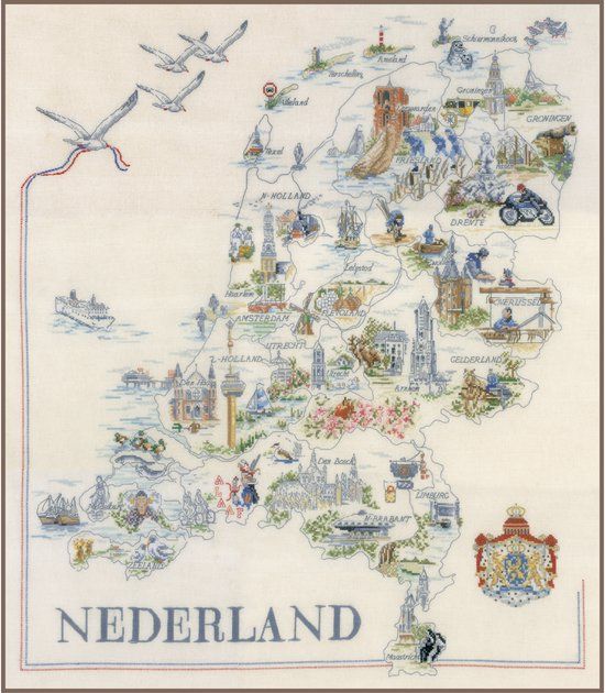 Lanarte Borduurpakket - Kaart van Nederland - 66 x 69cm
