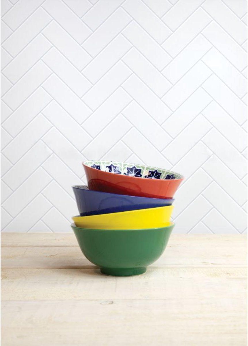 Kitchen Craft Patronen Bowl Set - 4 keramische kommen - 15cm
