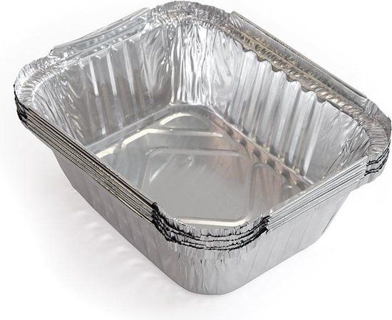Aluminium Bakken 450 ml - 200 stuks - Rechthoekig - Zilver