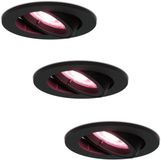 Homeylux® Spots LED encastrables connectés WiFi Noir 3 pièces dimmables RGBWW - Oslo - inclinable - IP20