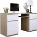 Sonoma-Eiche / Blanc mat bureau : 2 tiroirs, 135 x 77 x 50 cm