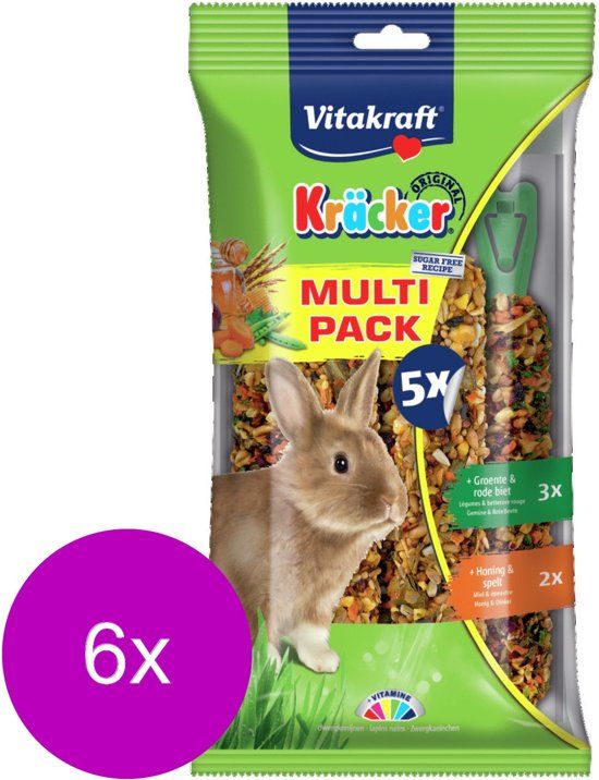 VITAKRAFT Konijn Kräcker Voordeelpak - Konijnensnack - 6 x 5 stuks