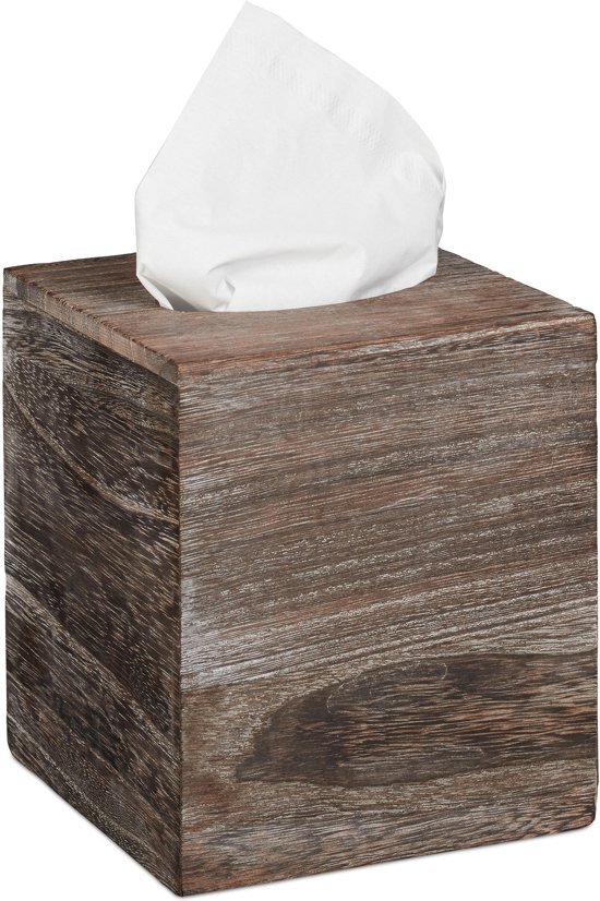 Relaxdays relaxdays tissuehouder vierkant shabby - tissue box zakdoekendoos - cosmeticadoekjes hout