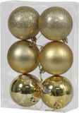 Othmar Decorations Kerstballen - 6x st - goud - D8 cm - kunststof - kerstversiering
