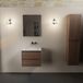 Mondiaz Aivy badmeubelset - 60x45x50cm - 0 kraangaten - 1 wasbak talc Solid surface - Midden - 2 lades - Met spiegel - Melamine Mocha AIVY80246