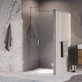 Brauer Void - Nisdeur - 2-Delig - Helder Glas - 110 x 200 cm - Omkeerbaar - met Draaideur 60 cm - Aan Muur - incl. Glascoating - Chroom