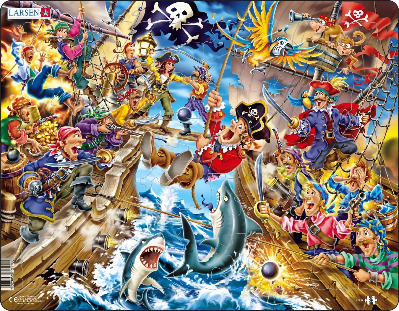 Larsen Maxi Het piratengevecht 39 stukjes - Puzzel - Meerkleurig