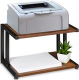 Merkloos Relaxdays printerstandaard, bureau organizer voor printer, HxBxD: 28 x 44 x 28 cm, industrieel design, donkerbruin/zwart
