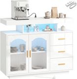 Homcom Sideboard - MDF, Acryl - 100L x 35B x 80H cm - Wit
