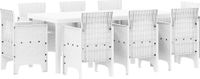 vidaXL Tuin Eettafel Set 9-delig Wit Polypropyleen