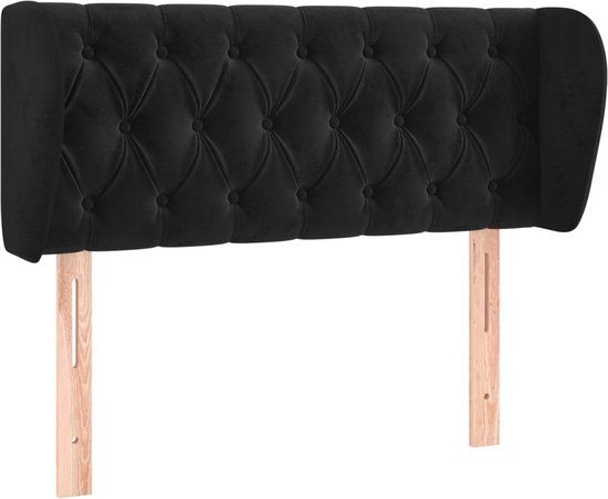 vidaXL Hoofdbord met randen fluweel zwart 93x23x78/88 cm