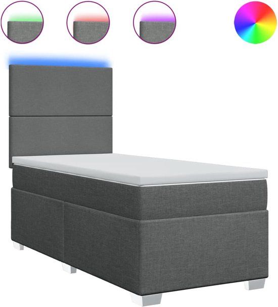 vidaXL Boxspring met matras donkergrijs 100x200 cm