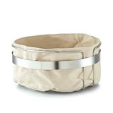 Zeller 27248 Broodmand met zak, metaal/katoen, beige, 22 x 22 x 10,8 cm