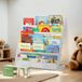 COSYLAND Kinderboekenkast met 6 Oxford-stoffen vakken – Houten boekenkast van wit hout met afgeronde hoeken – Ruimtebesparend ontwerp voor kinderkamer of speelkamer – Wit/XL