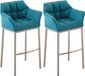 CLP Damaso Set de 2 tabourets de bar - Tissu - acier inoxydable turquoise