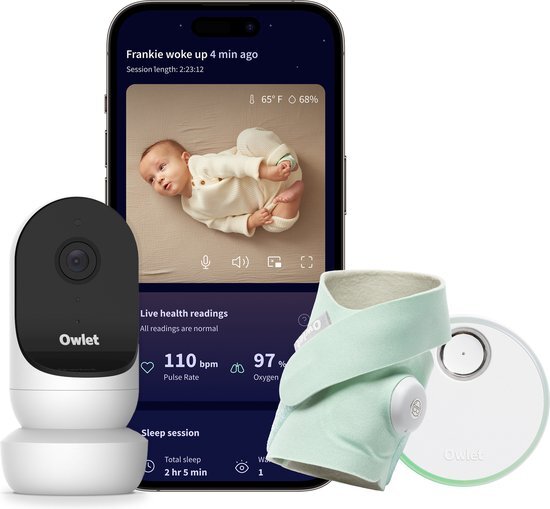 Owlet Dream Sock & Cam 2 Bundel - Medisch gecertificeerde slimme babyfoon met camera en live hartslag-, zuurstof- en gezondheidsmeldingen – Munt