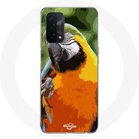 Maniacase Hoesje voor Oppo A74 5G Aras Papegaai oranje groen