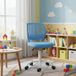 FurnitureR Kinderbureaustoel, in hoogte verstelbare draaistoel met klein gat rugleuning ontwerp, geschikt voor kinderslaapkamer of studeerkamer, blauw