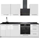 Vicco Complete keukeneenheid Fame-Line, Wit Hoogglans/Wit, 230 cm, WB Antraciet