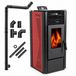 THUNDER Granulés THUNDER KARMEN-RED 9 kW avec wifi, thermostaat, télécommande, réservoir de granulés 20 kg, rouge, y compris évacuation des fumées