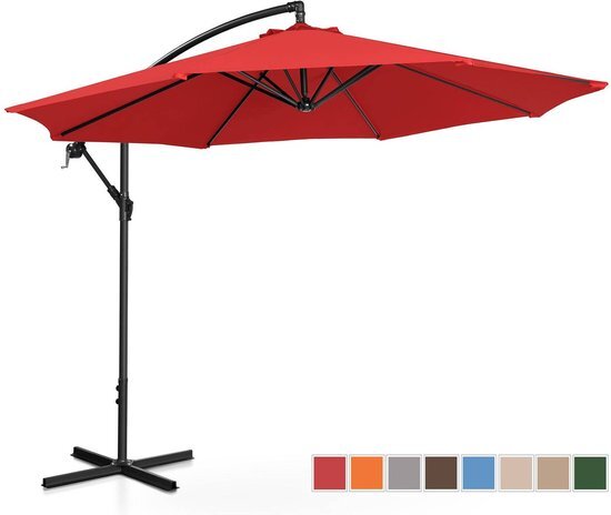 Uniprodo Parasol - Rood - rond - Ø 300 cm - kantelbaar