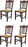 t m c s Tommychairs Silvana - Eetkamerstoelen - Set van 4 - Walnoot - Rotan