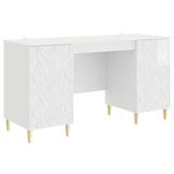 vidaXL Bureau Hoogglans Wit 142,5 x 50 x 75 cm Bewerkt hout