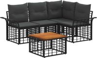 vidaXL Hoek loungeset 5-delig Zwart/Donkergrijs Polyester