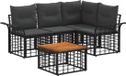 vidaXL Hoek loungeset 5-delig Zwart/Donkergrijs Polyester