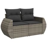 vidaXL 7-delige Loungeset met Kussens, Poly Rattan, Grijs