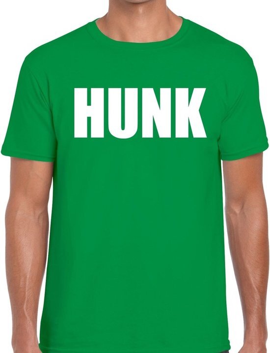 Bellatio Decorations Hunk tekst t-shirt groen heren M