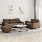 Maison Exclusive ensemble de canapé 3 pièces avec coussins, marron, tissu